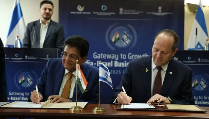 بھارت اور اسرائیل نے آزاد تجارتی معاہدے کے لیے ٹرمز آف ریفرنس پر دستخط کر دیے، جس سے دوطرفہ تجارت، سرمایہ کاری اور ٹیکنالوجی کے تبادلے کو فروغ ملے گا