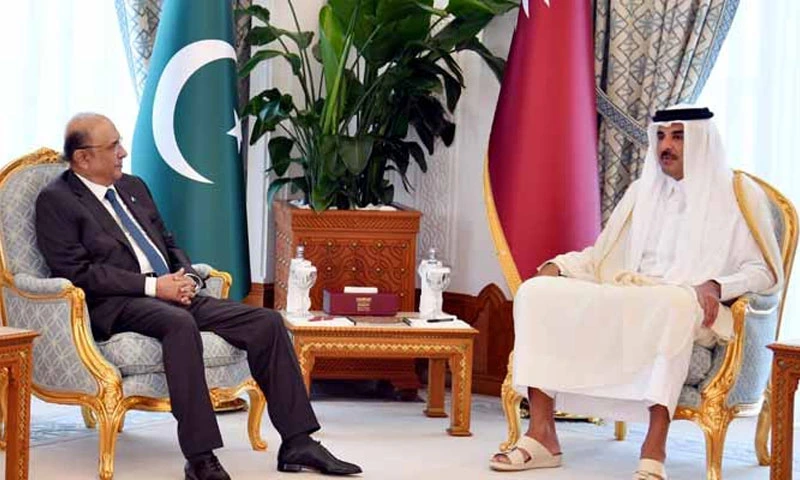 صدر آصف زرداری کی دوحہ میں امیرِ قطر شیخ تمیم بن حمد الثانی سے ملاقات میں دوطرفہ تعلقات کے فروغ، دفاعی تعاون اور زراعت پر تبادلہ خیال کیا گیا