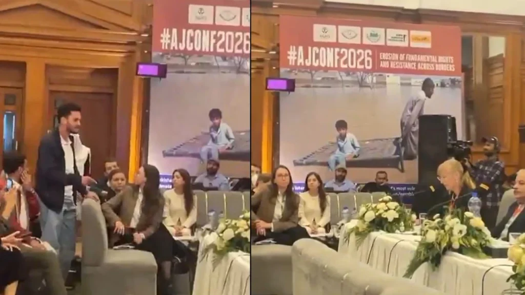 کانفرنس میں علی عبداللہ نے جرمن سفیر سے سوال کیا، جس سے یہ واضح ہوا کہ اظہارِ رائے بعض اوقات محدود اور دوہرے معیار کے تحت لاگو کیا جاتا ہے، جبکہ عالمی انسانی حقوق کے مسائل پر سوالات کو دبایا جاتا ہے