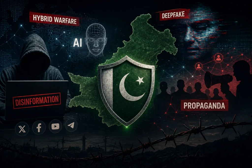 سی ایس ایس پی آر کی رپورٹ کے مطابق پاکستان کے خلاف ہائبرڈ جنگ میں پراپیگنڈا ایک مرکزی ہتھیار بن چکا ہے، جہاں مصنوعی ذہانت اور ڈیپ فیک ٹیکنالوجی کے ذریعے ملک کی داخلی سلامتی اور عالمی ساکھ کو نشانہ بنایا جا رہا ہے۔