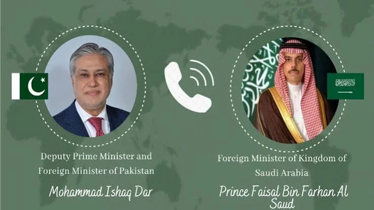 اسحاق ڈار اور سعودی وزیر خارجہ کے درمیان رابطہ